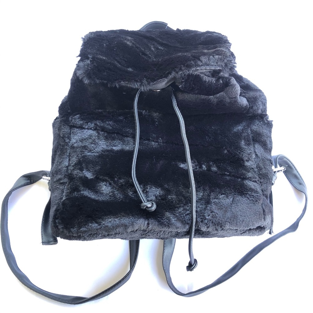 Faux Fur Backpack - Black - Picture 1 of 4